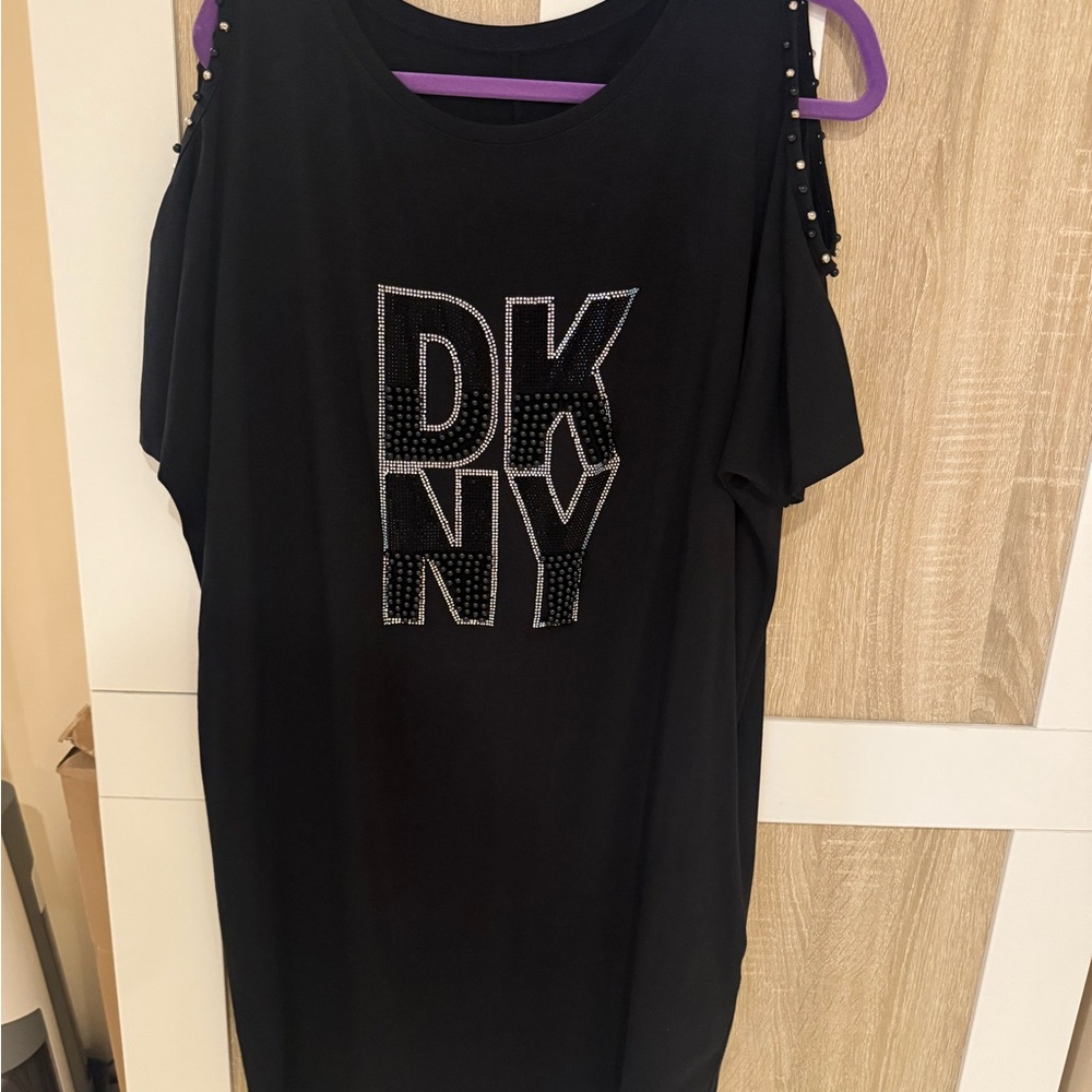DKNY Black Embellished Shoulder Top